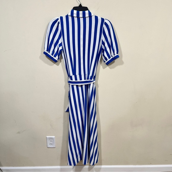 Boden Libby Jersey Midi Shirt Dress size 0 petite blue & white striped button - Picture 10 of 10